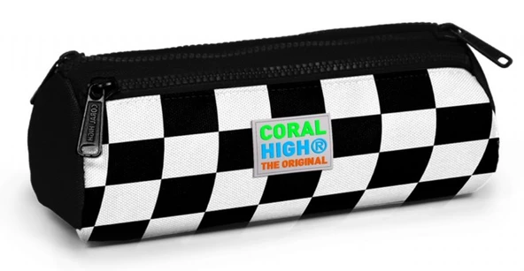 Coral High Siyah Damalı Üç Bölmeli Kalem Çantası -Erkek Çocuk ürün görseli 1