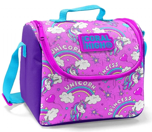 Coral High Pembe Unicorn Baskılı Termoslu Beslenme Çantası - Kız Çocuk ürün görseli 1