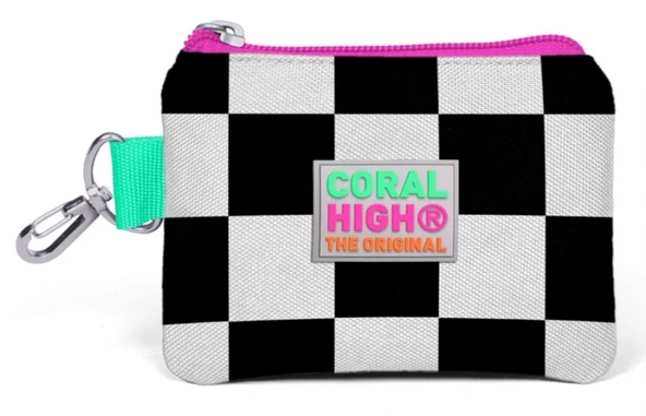 Coral High Damalı Bozuk Para Çantası - Kız Çocuk ürün görseli 1