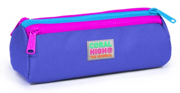 Coral High Pembe-Mor Üç Bölmeli Kalem Çantası -Kız Çocuk ürün görseli 1