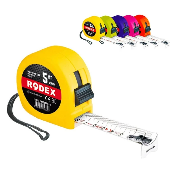 Rodex Şerit Metre Darbeye Dayanıklı Kilitli 5 Metre x 25 mm ürün görseli 1