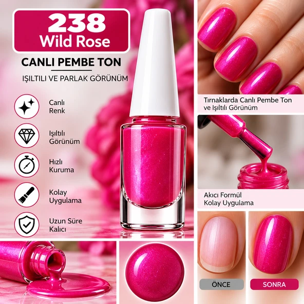 Nail Enamel Oje-238 Met.Fuşya Pembe