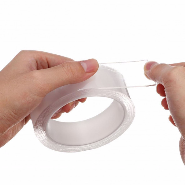 Nano Yıkanabilir Çift Taraflı Şeffaf Jel Bant 300 x 2 Cm Süper Güçlü ürün görseli 1