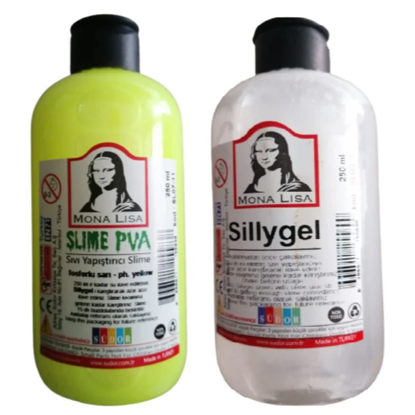 Monalisa Slime Fosforlu Sarı (slaym) Sıvı Yapıştırıcı 250ml + Pva 250ml ürün görseli 1