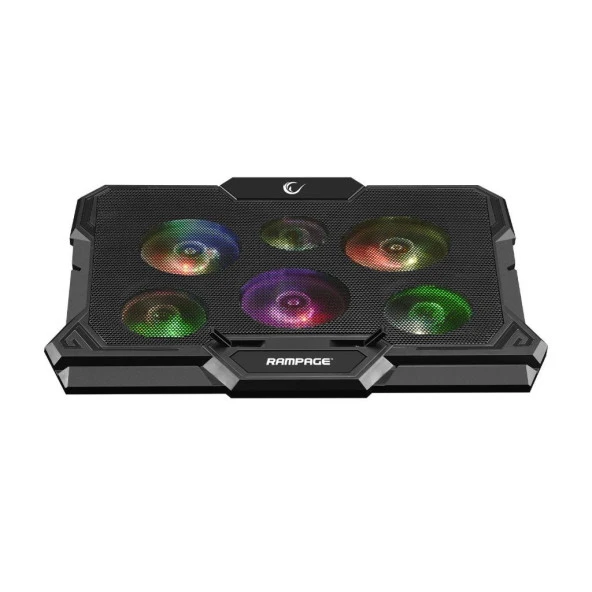 Rampage AD-RC10 X-GUST Siyah 6 Fanlı Rainbow Işıklandırmalı Notebook Soğutucu Stand ürün görseli 1
