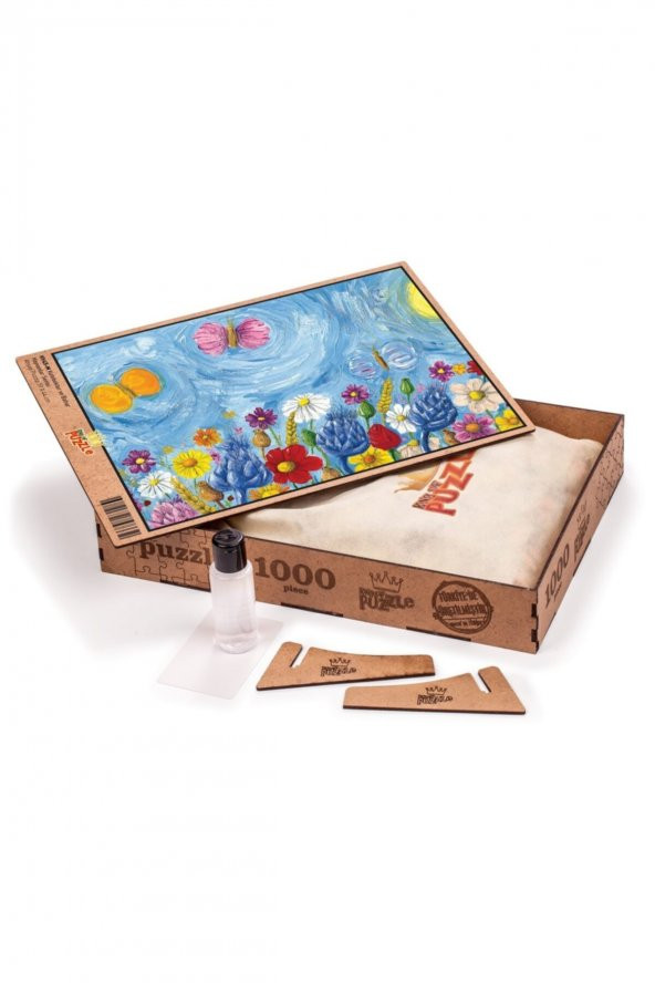 King Of Puzzle Kelebekler Ve Bahar Ahşap Puzzle 1000 Parça ürün görseli 1