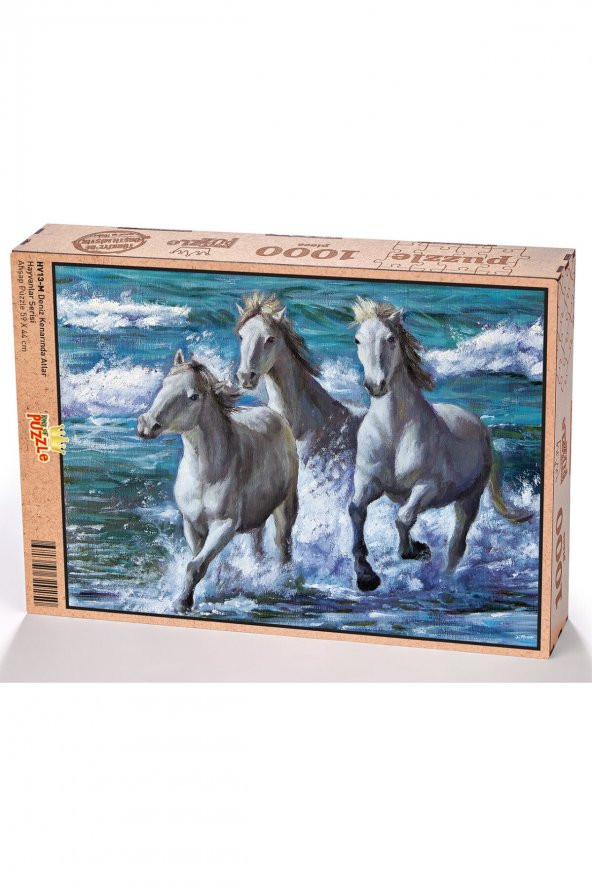 King Of Puzzle Deniz Kenarında Atlar Ahşap Puzzle 1000 Parça ürün görseli 1