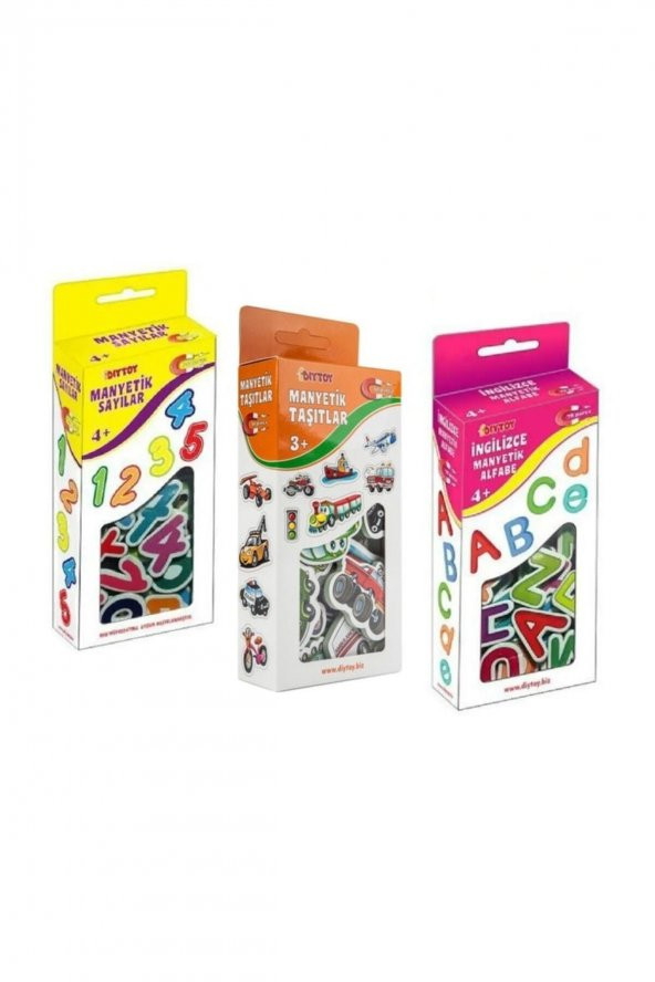 DIYTOY Eğitici Manyetik Eğitim Seti 3lü (sayılar - Harfler - Taşıtlar) ürün görseli 1