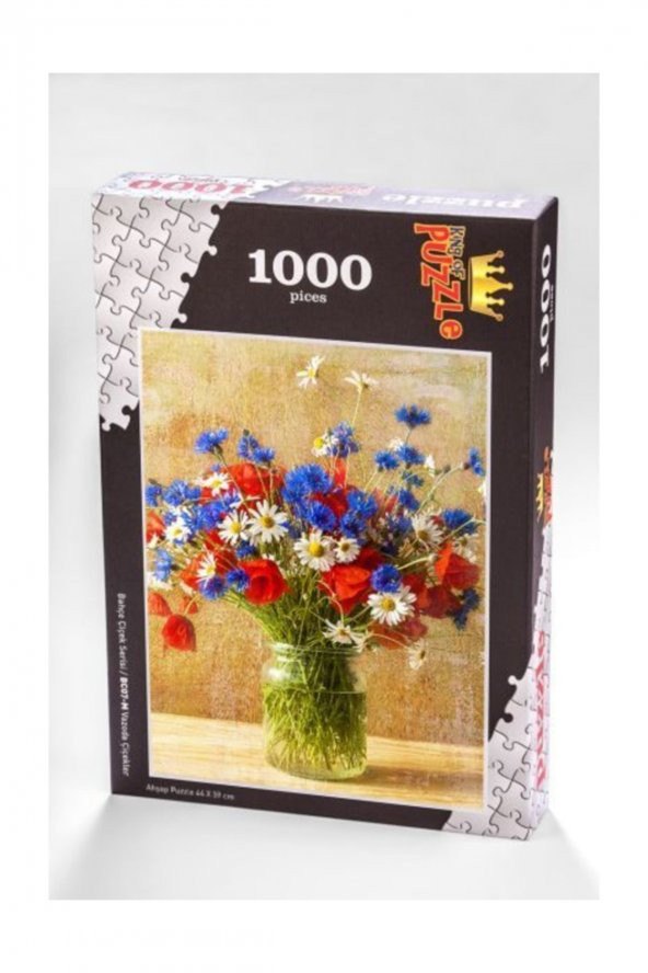 King Of Puzzle Bahçe Çiçek Serisi - Vazoda Çiçekler 1000 Parça Puzzle ürün görseli 1
