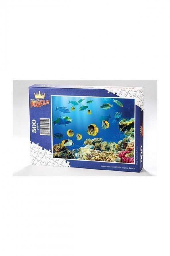 King Of Puzzle Tropikal Balıklar Ahşap Puzzle 500 Parça (HV06-D) ürün görseli 1