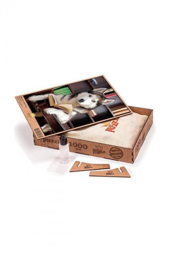 King Of Puzzle Kitap Okuyan Husky Ahşap Puzzle 1000 Parça (KT09-M) ürün görseli 1