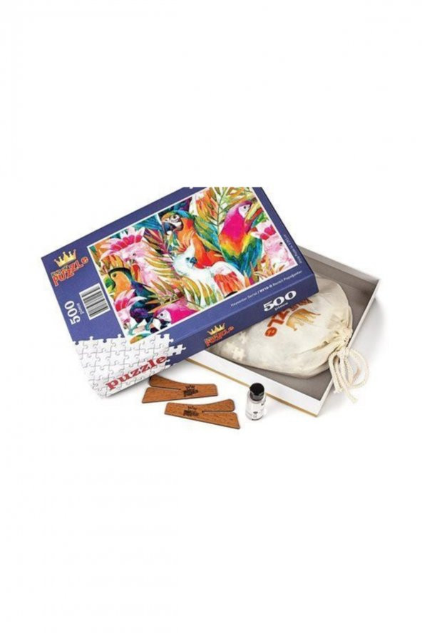 King Of Puzzle Renkli Papağanlar Ahşap Puzzle 500 Parça (HV10-D) ürün görseli 1