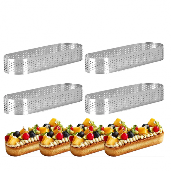 Narkalıp Oval Delikli Tart Kalıbı 4 Lü 12x4cm ürün görseli 1