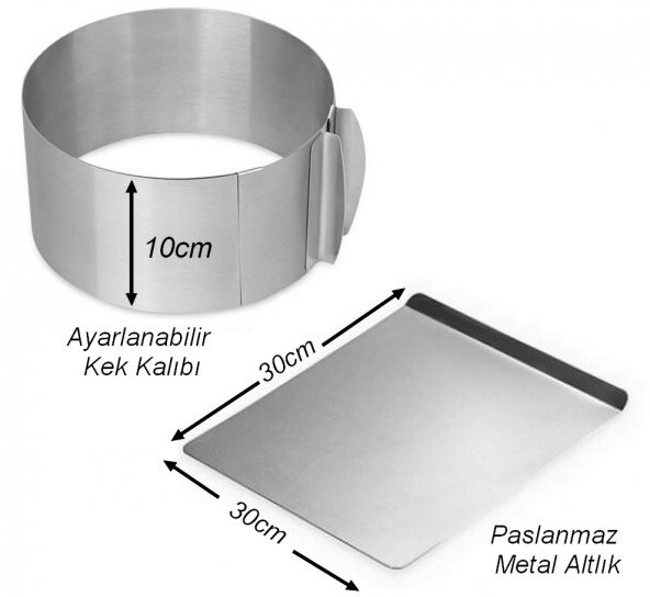 Narkalıp  Ayarlanabilir  10 cm Yuvarlak Kek Pasta  Kalıbı Çemberi ve Metal Altlık ürün görseli 1