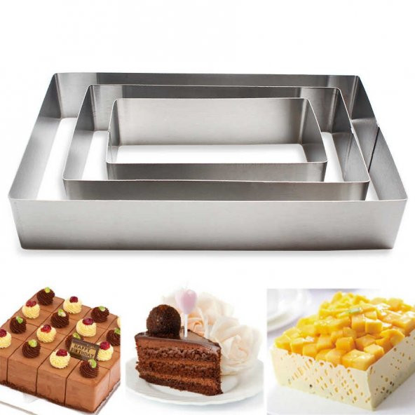 Dikdörtgen Kek Kalıbı 3 Lü Set Derinlik 8cm ürün görseli 1