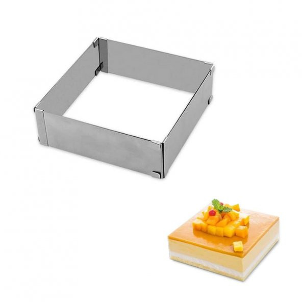 Narkalıp Kare Ayarlanabilir Pasta Kek Pandispanya  Kalıbı 20cm-40cm Derinlik 8CM ürün görseli 1