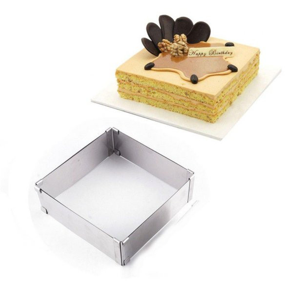 Kare Ayarlanabilir Pasta Kek Kalıbı 20x40x6CM ürün görseli 1