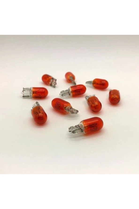 10 Adet 12v T10 W5w Dipsiz Park Gösterge Ampulü Turuncu ürün görseli 1