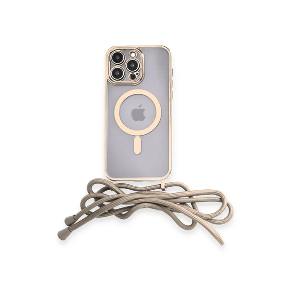 iPhone 14 Pro Kılıf Divo Lazer Askılı Magsafe Kapak - Gold