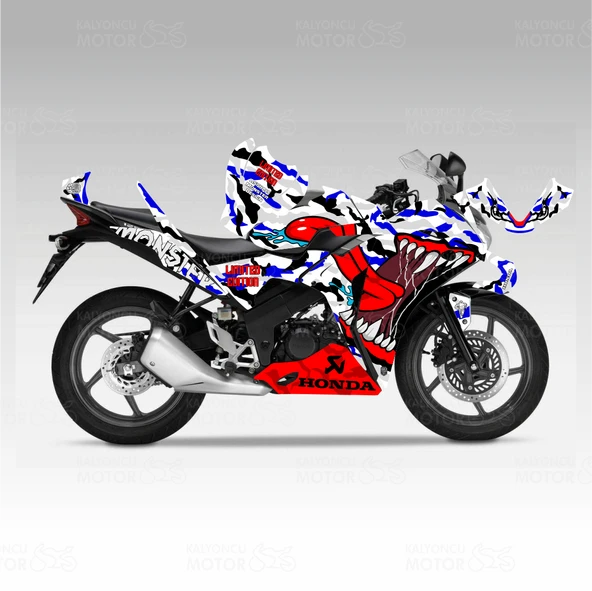 Honda CBR 125 R Asphalt Monster Desing Sticker Set  Mavi Detaylı ürün görseli 1