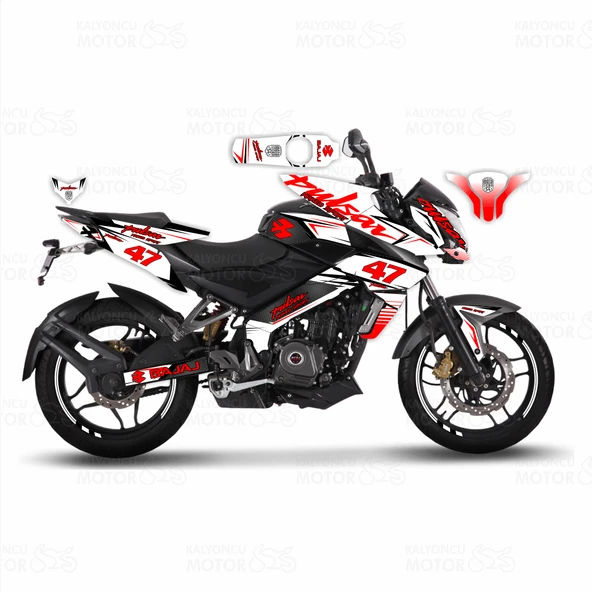 Bajaj Pulsar 200 NS Naked Sport White Design Sticker Set No:47 ürün görseli 1