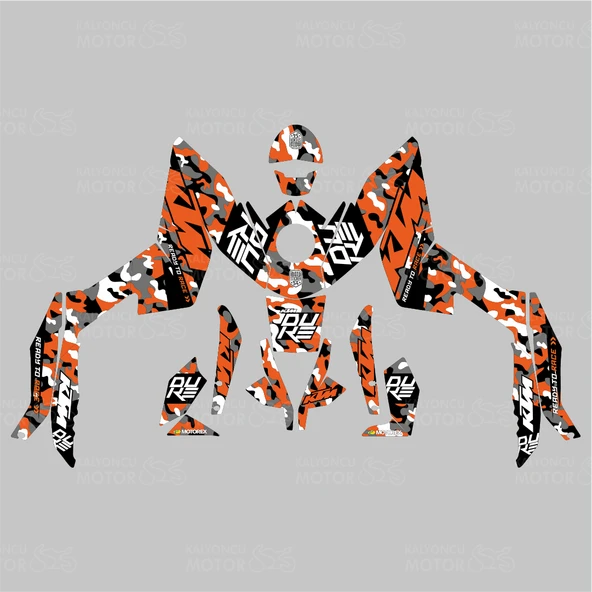 KTM Duke 250 Camouflage Design Sticker Set  (2011-2016) - Resim 2