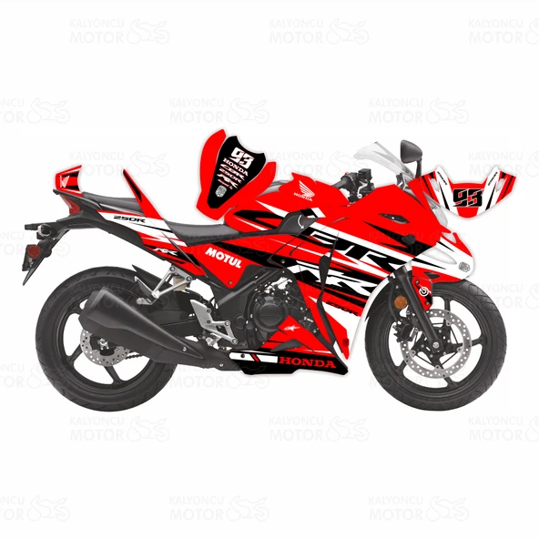 Honda CBR 250 R Eski Kasa RR Lines Design Sticker Set Kırmızı-Siyah-Beyaz ürün görseli 1