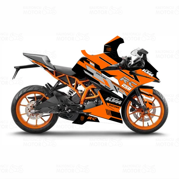 KTM RC 250 Race Stripes Design Sticker Set Turuncu-Siyah-Beyaz (2014-2016) ürün görseli 1