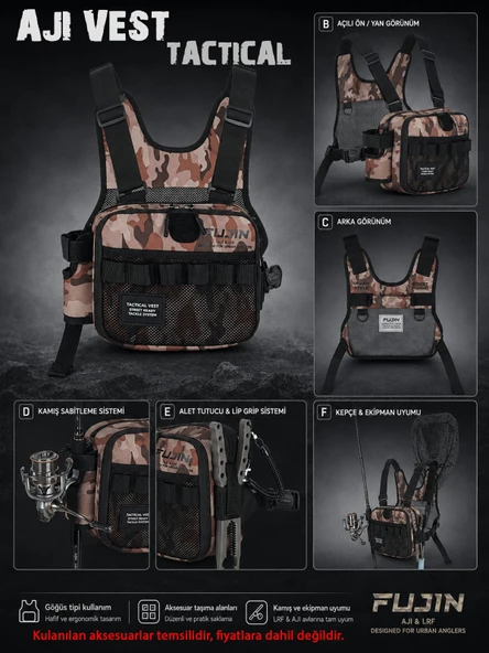 PTTAVM: Fujin Tactical Vest Brown Camo Balıkçı Çantası