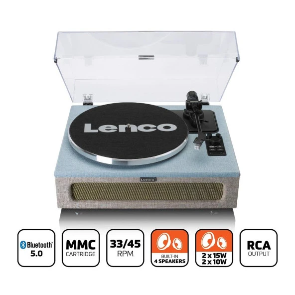 Lenco LS-440 BUBG Mavi Krem 4 Hoparlörlü Bluetoothlu Pikap Plak Çalar ürün görseli 1