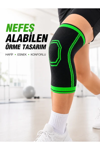 Artepieza co. Esnek Diz Desteği Siyah Yeşil Örme Dizlik Spor Egzersiz ve Günlük Kullanım İçin - Lisinya