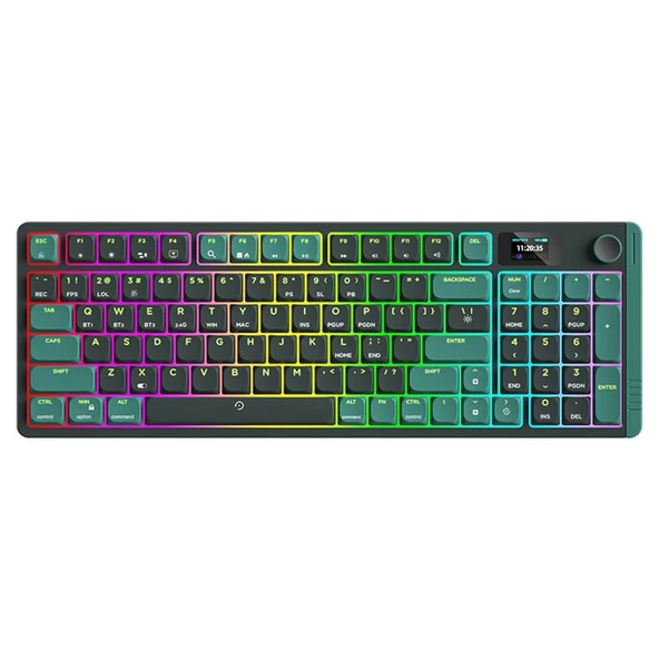 S99 Misty Forest Kablosuz Gaming Klavye – Red Switch, 4000mAh Batarya, 3 Modlu Bağlantı (Kablolu, 2.4G, Bluetooth), TFT Ekran, RGB, PBT Tuş, İngilizce Q