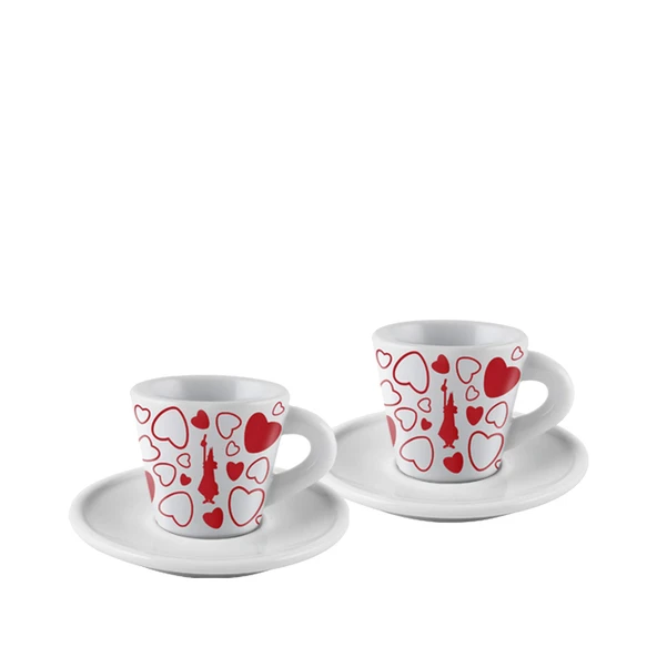 Bialetti Porselen Kahve Kupası 2'li Set Kalpli