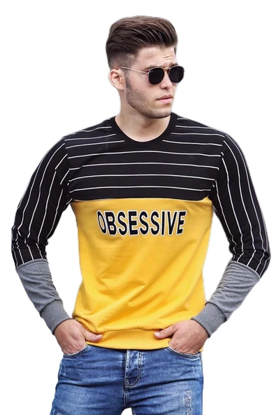 Madmext Baskılı Sarı Sweatshirt 4184,Sarı L