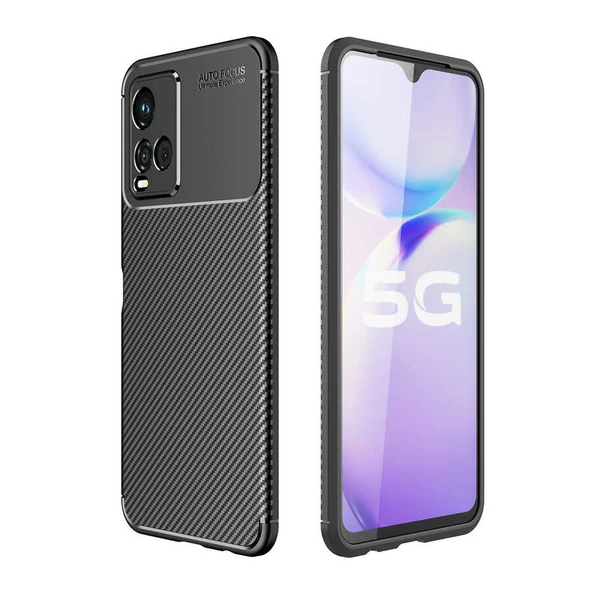 Gpack Vivo Y32 Kılıf Negro Karbon Kamera Korumalı SilikonNano Glass ürün görseli 1