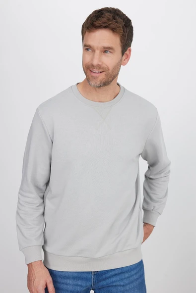 TUDORS Sweatshirt Relax Fit Rahat Kesim Bisiklet Yaka, 3XL, SW230001-01, Taş, erkek
