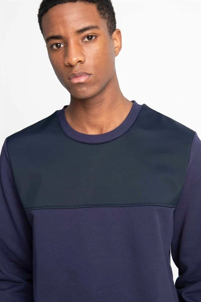 TUDORS Oversize Bisiklet Yaka Sweatshirt İçi Polarlı, S, SW230002-NAVY, Lacivert, erkek