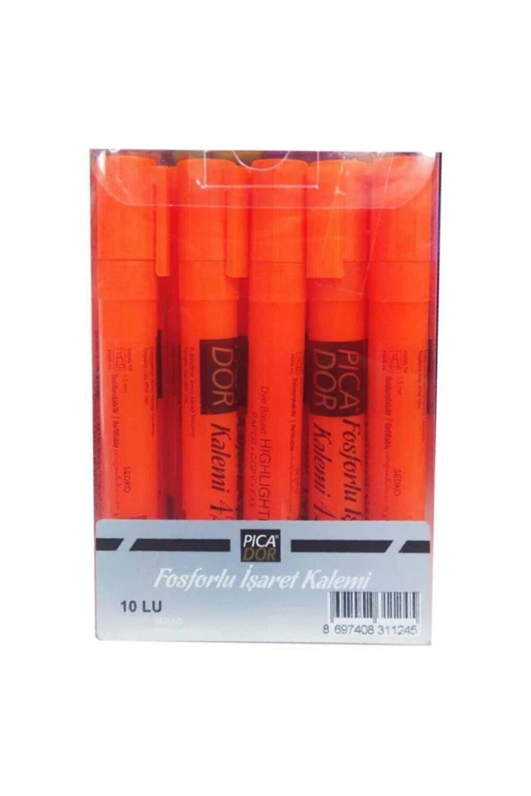 Picador Doldurulabilir Pastel Highlighter Fosforlu Işaretleme Kalemi Pastel Turuncu (10 Lu Paket) ürün görseli 1
