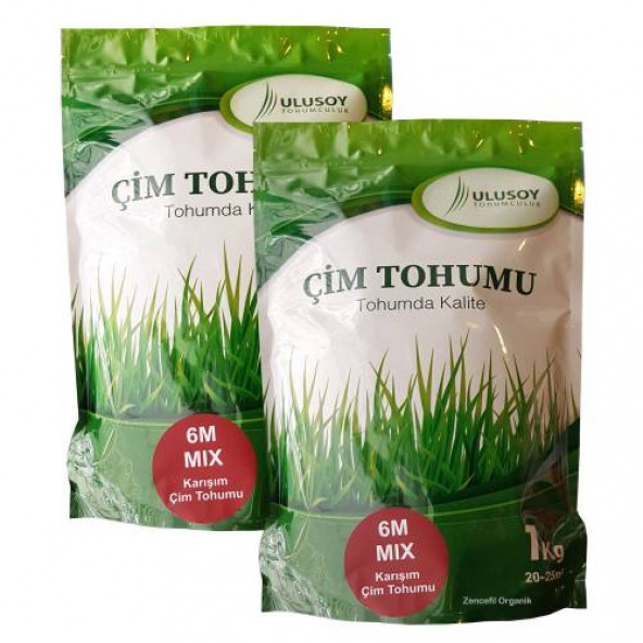 2 Adet 6 Karışım Çim Tohumu Ulusoy 6 Mix İthal Çim Tohumu 2 x 1 Kg Ambalajında ürün görseli 1