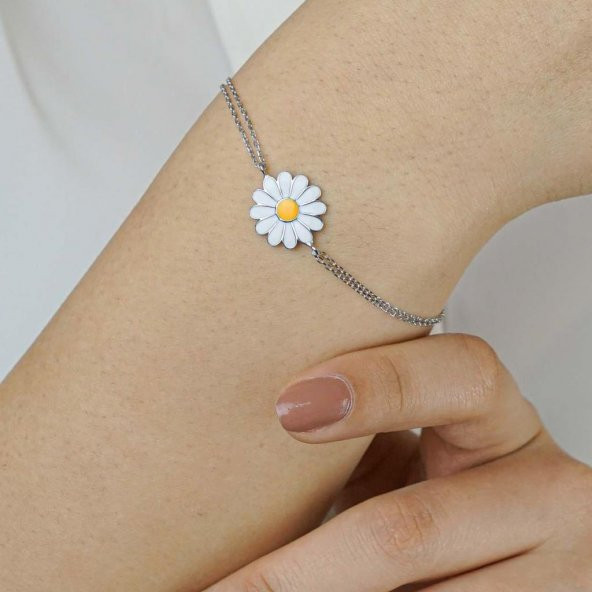 Papatya Tasarımlı 925 Ayar Gümüş Kadın Bileklik ürün görseli 1