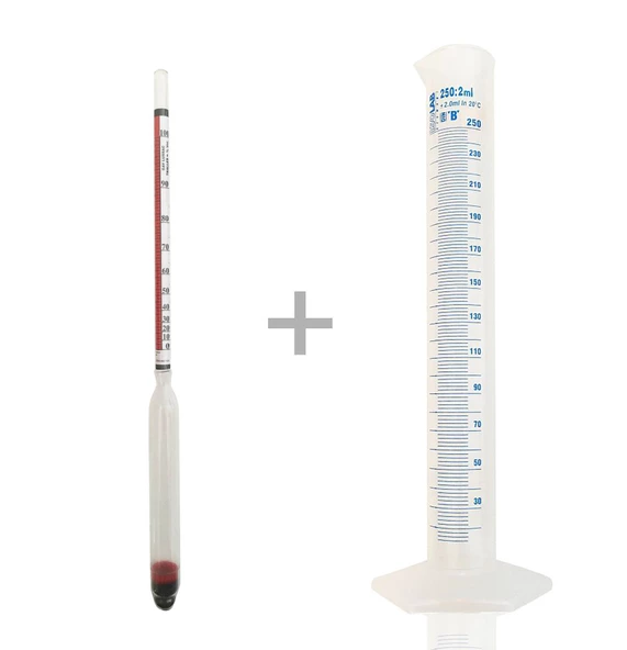Eurodensimeter 0-100 Alkolmetre ve ISOLAB 250ml Plasitk Mezür Seti ürün görseli 1