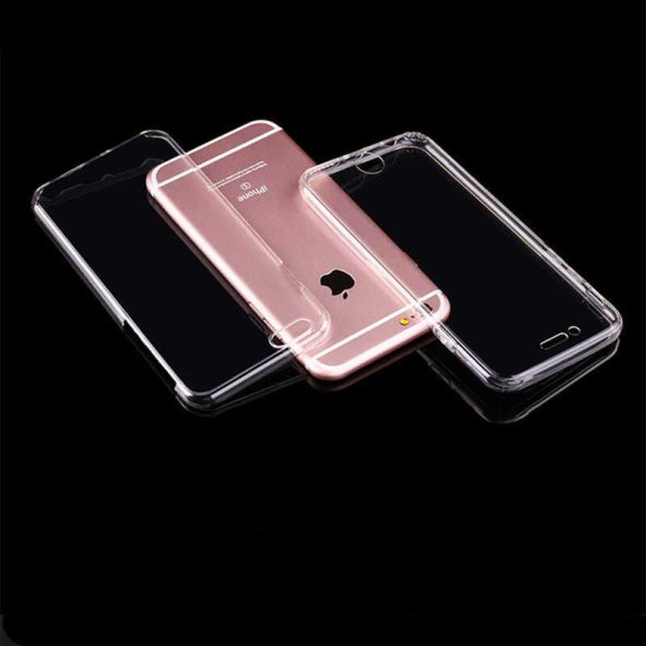 iPhone 7 Kılıf 360 Tam Koruma Şeffaf Silikon - Resim 3