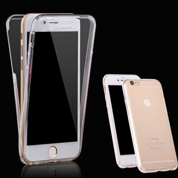 iPhone 7 Kılıf 360 Tam Koruma Şeffaf Silikon - Resim 5
