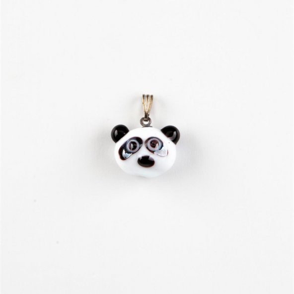Murano Cam Panda Kafası Kolye Ucu ürün görseli 1