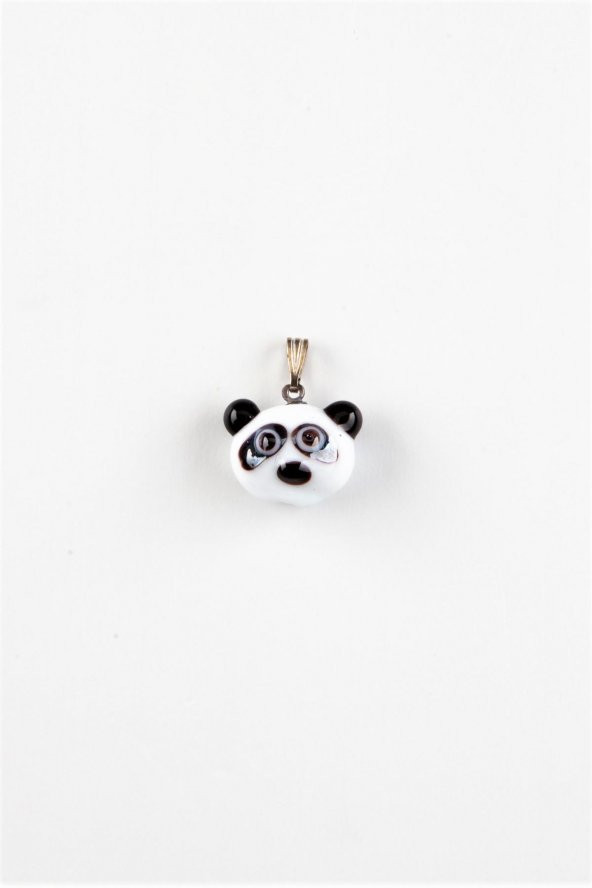 Murano Cam Panda Kafası Kolye Ucu - Resim 2