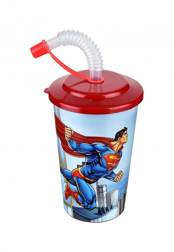 Süperman Kapaklı Pipetli Bardak 400 Ml. ürün görseli 1