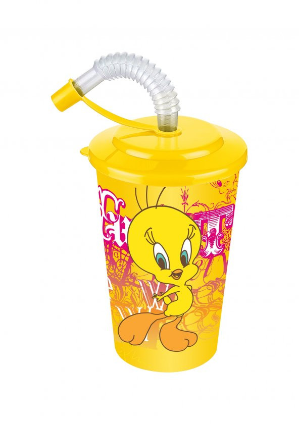 Tweety Kapaklı Pipetli Bardak 400 Ml. ürün görseli 1