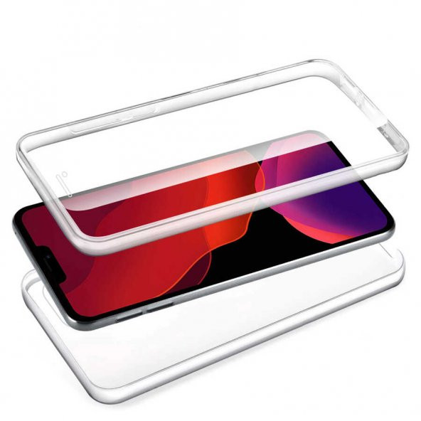 iPhone 12 Pro Max Kılıf 360 Tam Koruma Şeffaf Silikon - Resim 2