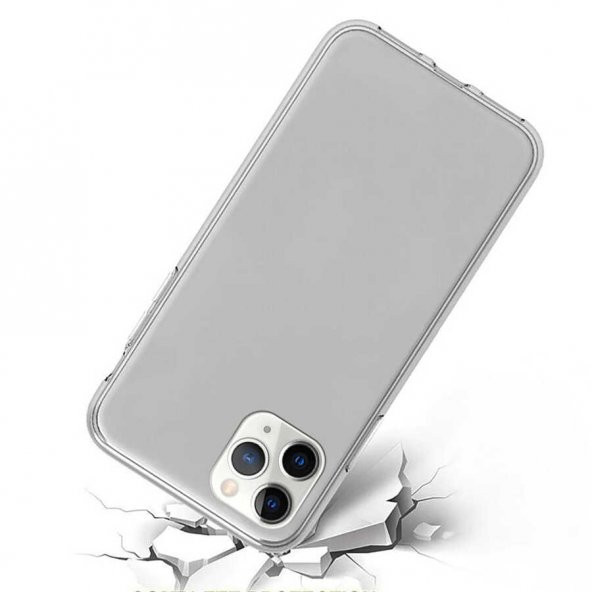 iPhone 12 Pro Max Kılıf 360 Tam Koruma Şeffaf Silikon - Resim 6