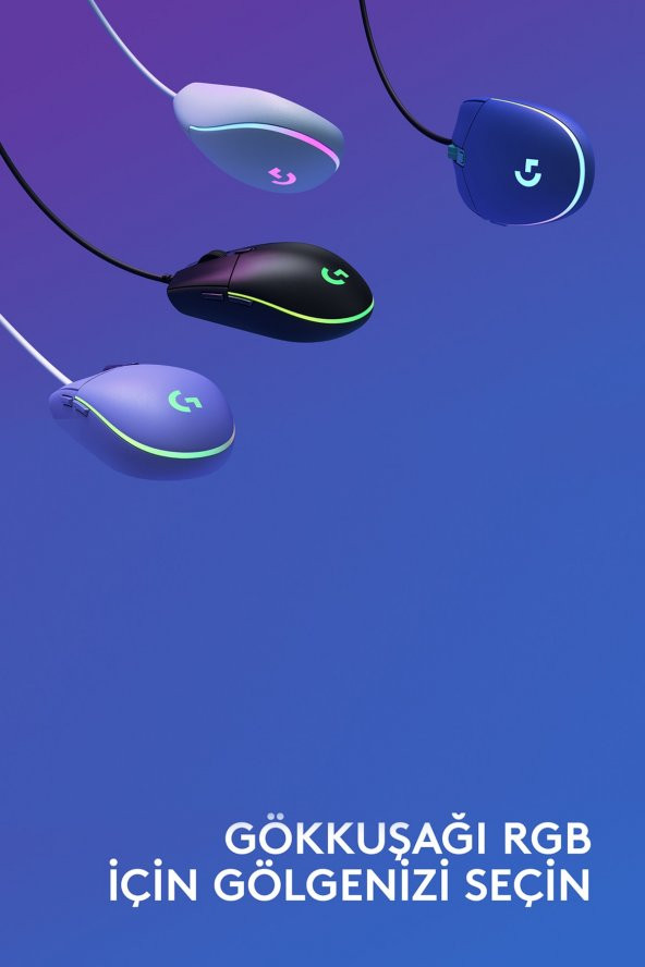 Logitech G102 Lightsync Optik Kablolu Oyuncu Mouse - Mavi - Resim 7